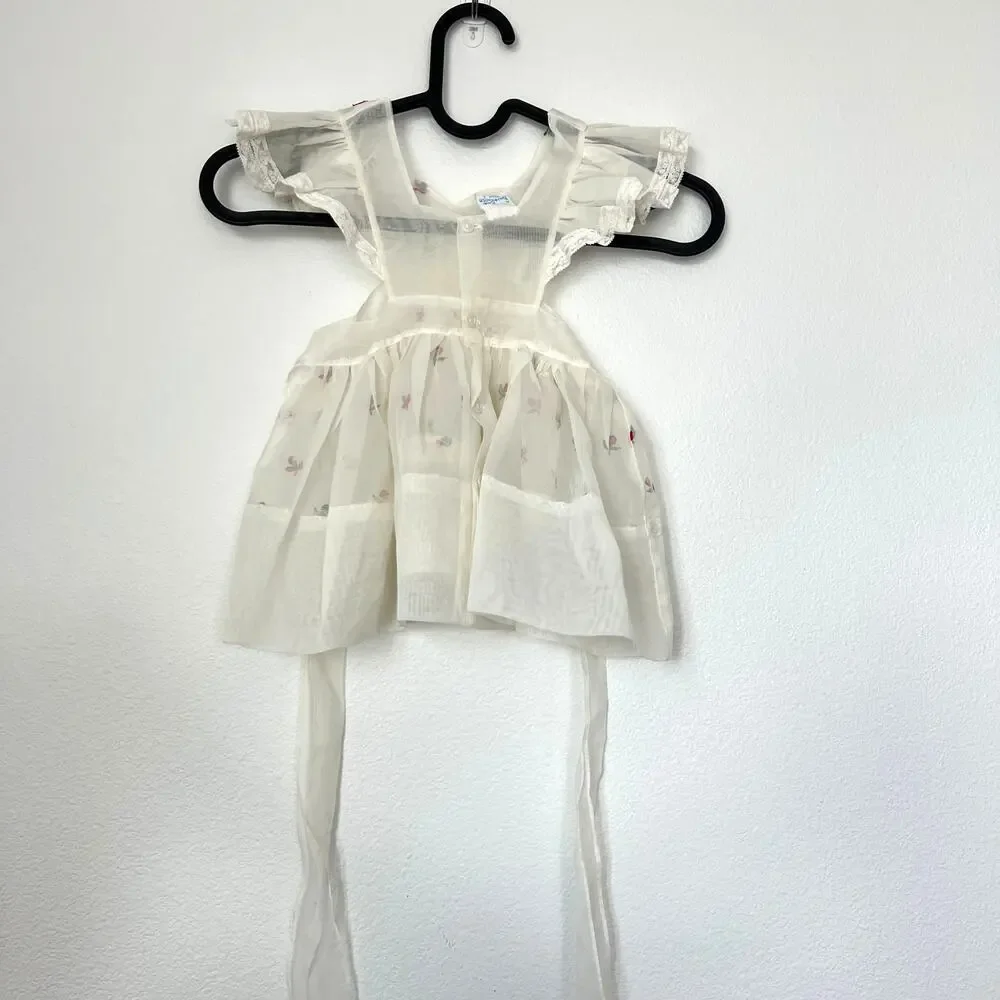 Vintage A BayBee Off White Red Cherry Frock Airy Cottagecore Fairy-tale Chic